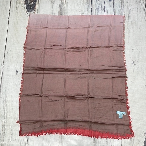 Celeste Coral Ombre Scarf NWT Modal Cashmere Blend Coral Brown One Size - Picture 3 of 8